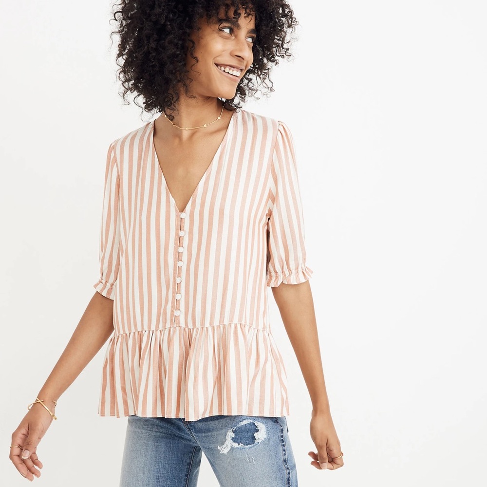 Madewell Courtyard ruffle hem top
